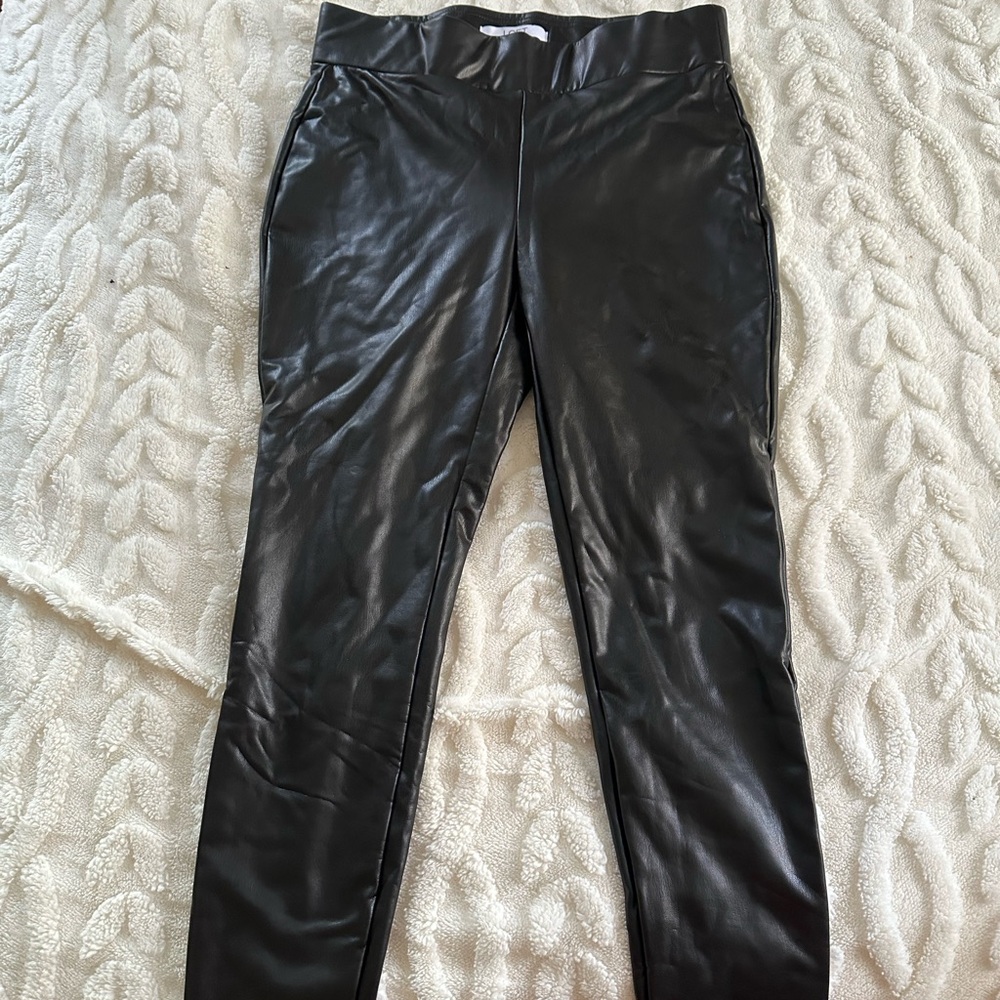LOFT Black Faux Leather Pants leggings stretch